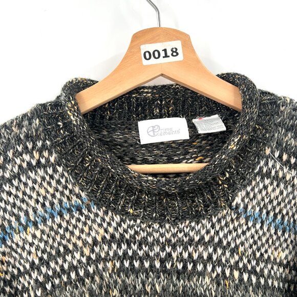 Vintage Prime Elements knit grandpa sweater oversized striped wool blend cozy XL - Picture 6 of 10